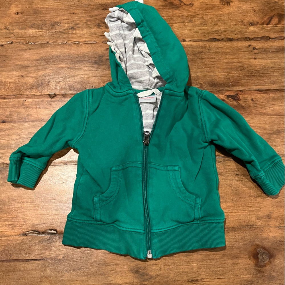 Hanna Andersson green monster hooded sweatshirt size 6-12m